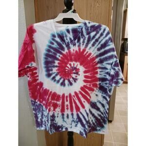 Purple and Pink V-Neck Spiral Tie Dye T-Shirt Size 3XL